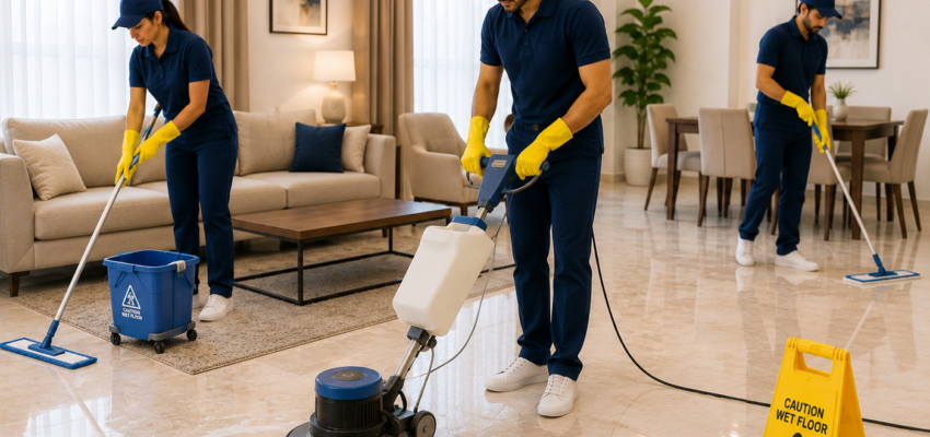 Floor scrubbing, polishing and mopping